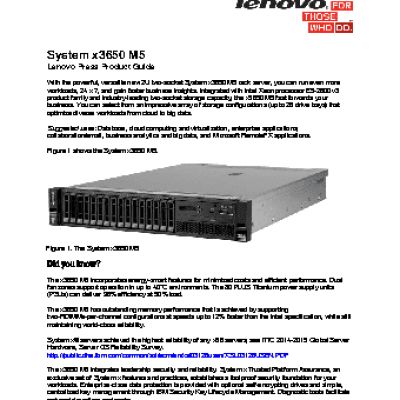 LENOVO-IBM Exp x3650 M5 Rack 2U, Xeon 8C E5-2640v3(2.6GHz/1866MHz/20MB/90W), 1x16GB DDR4 (5462E6G)