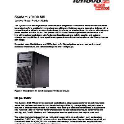 LENOVO-IBM Express x3100 M5, 1xXeon E3-1220v3 3.1GHz 8MB 4C 1600 (80W), 8GB DDR3 (5457EHG)