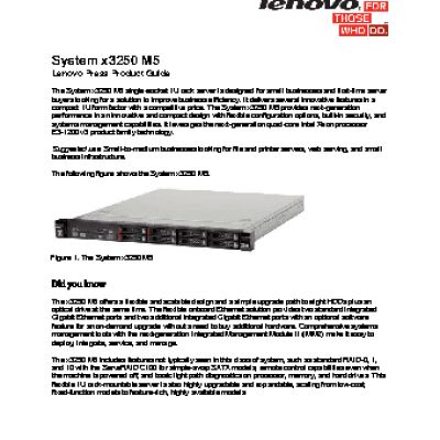 LENOVO-IBM Express x3250 M5 Rack 1U, Xeon E3-1220v3 4C(3.1GHz/8MB/1600/80W), 1x4GB DDR3 (5458E1G)
