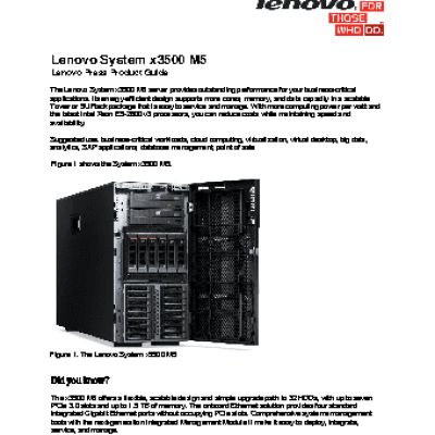LENOVO-IBM Express x3500M5 Tower 5U, Xeon E5-2620v3 6C (2.4GHz/1866MHz/15M/85W), 8GB DDR3 (5464E3G)