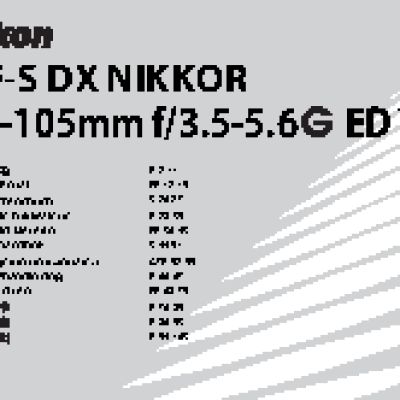 NIKON 18-105mm f 3.5-5.6G ED AF-S VR DX