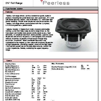 PEERLESS 2.5 8 Ohm 830984