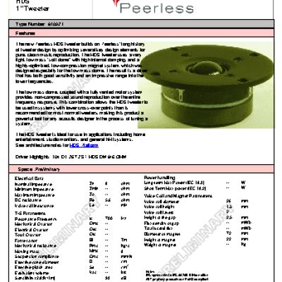 PEERLESS HDS 1 8 Ohm 810921