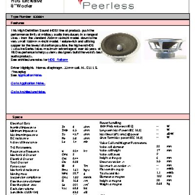 PEERLESS HDS Exclusive 8” 8 Ohm 830884