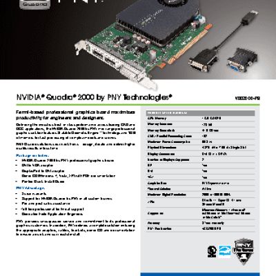 PNY nVidia Quadro 2000 1GB PCIE 2xDP DVI (VCQ2000V2-T)