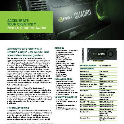 PNY Quadro K4200 4GB PCIE 2xDP DVI-I DVI-D 3D (VCQK4200BLK-1)