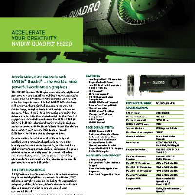 PNY Quadro K5200 8GB PCIE 2xDP 2xDVI Stereo VCQK5200-PB