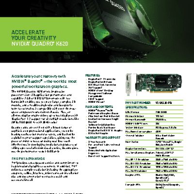 PNY Quadro K620 2GB PCIE DP DL DVI (VCQK620-PB)