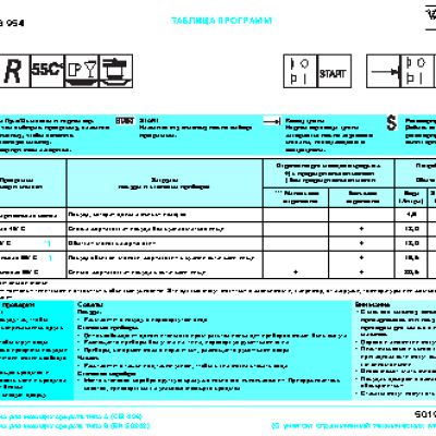 WHIRLPOOL ADG 954 1 -Таблица программ